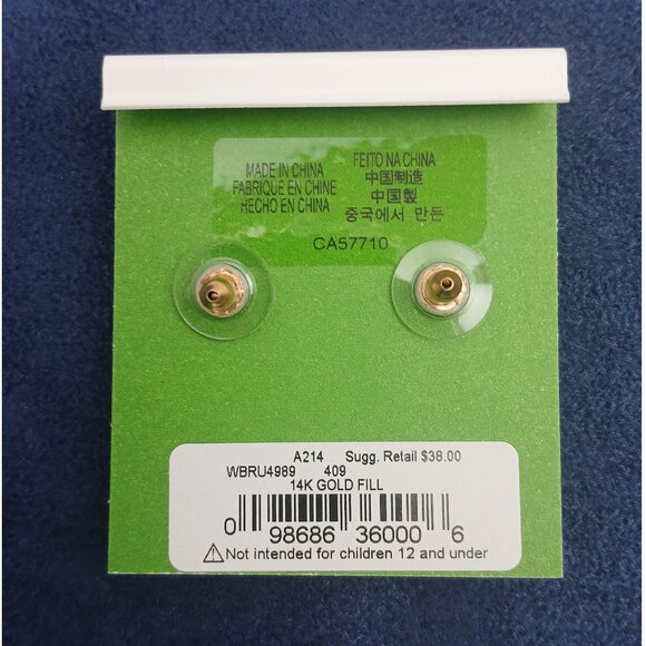 Kate Spade Gold Filled Round Navy Blue Gumdrop Cushion Cut Stud Post Earrings - Picture 5 of 5